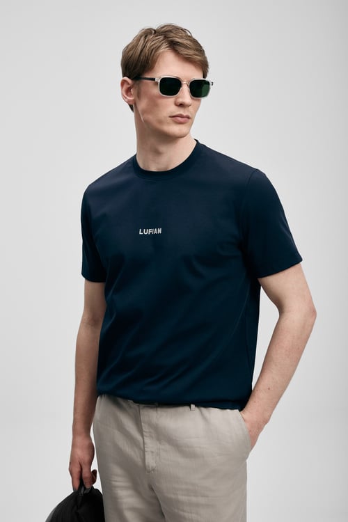 Pamuklu Regular Fit Logolu Bisiklet Yaka Erkek T Shirt 111020322 LACİVERT