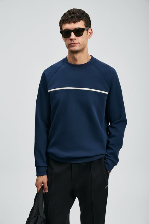 Pamuklu Regular Fit Logolu Bisiklet Yaka Erkek Sweat 112030181 LACİVERT