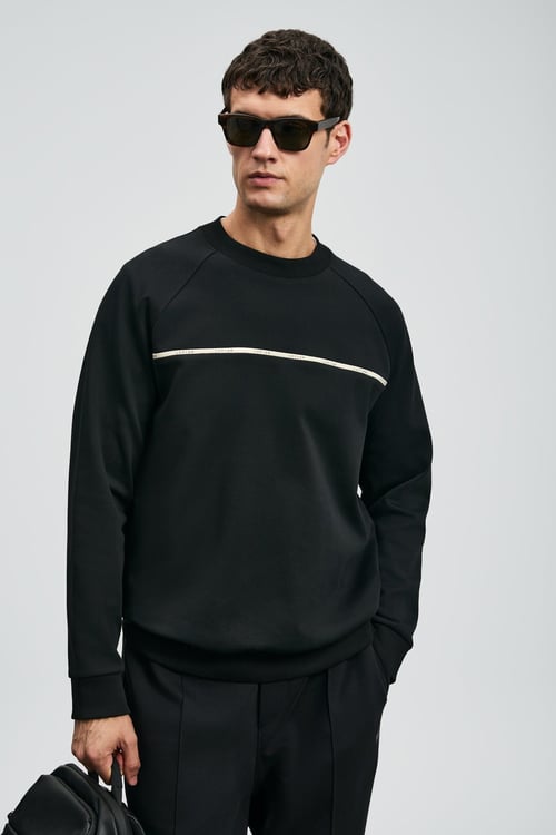 Pamuklu Regular Fit Logolu Bisiklet Yaka Erkek Sweat 112030181 SİYAH