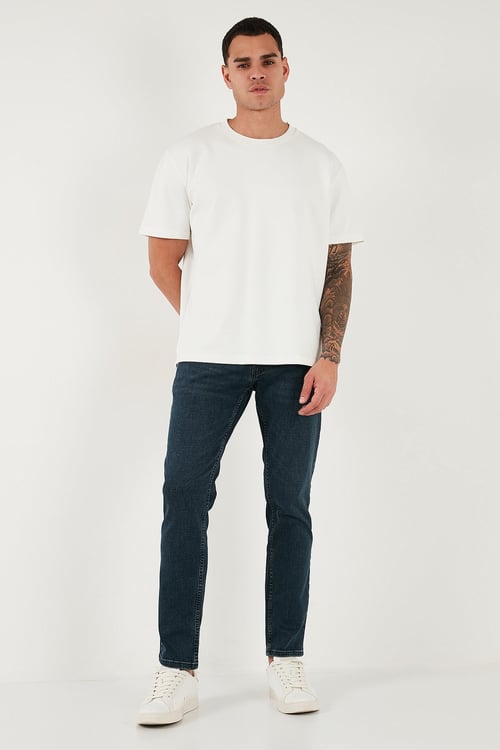 Pamuklu Regular Fit Normal Bel Boru Paça Jeans Erkek Kot Pantolon 2211C26PARMA MAVİ
