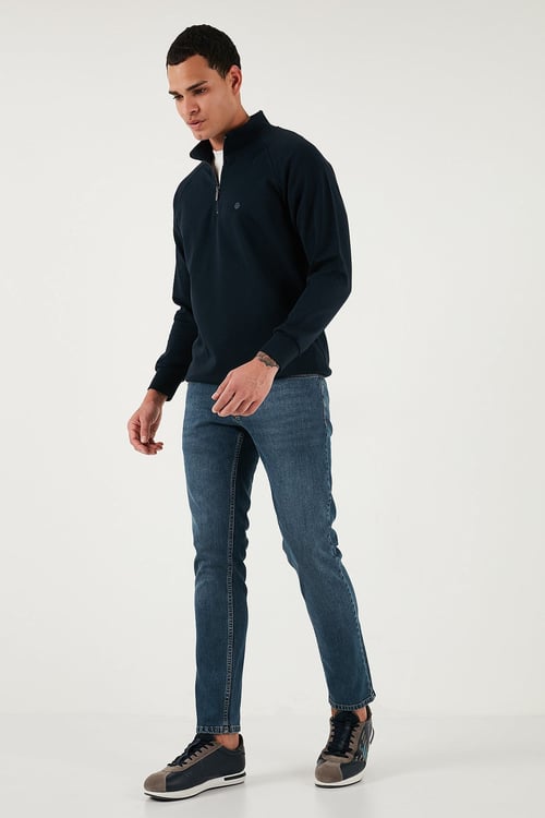 Pamuklu Regular Fit Normal Bel Boru Paça Jeans Erkek Kot Pantolon 2211C36PARMA MAVİ