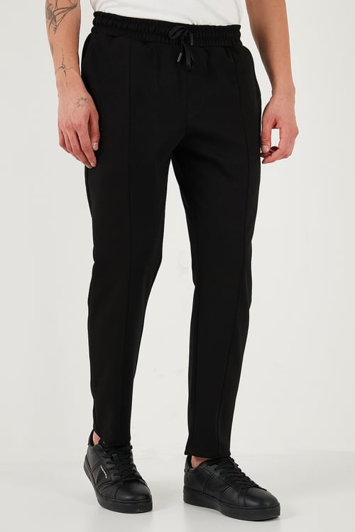 Pamuklu Regular Fit Normal Bel Daralan Paça Çimalı Erkek Pantolon 5908088 SİYAH