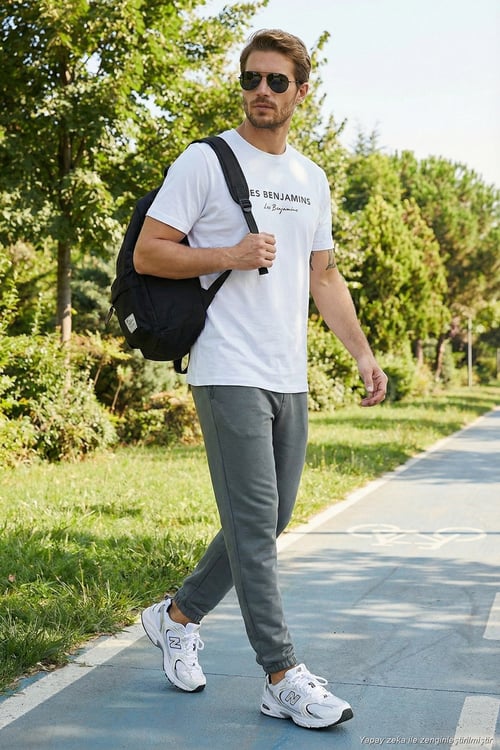 Pamuklu Regular Fit Normal Bel Lastikli Paça Cepli Erkek Eşofman Altı 59080153W4 AÇIK HAKİ
