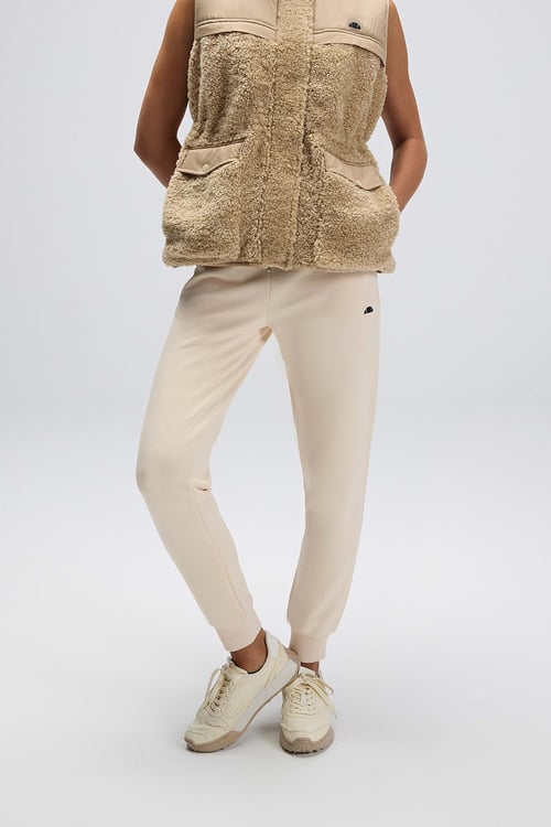 Pamuklu Regular Fit Normal Bel Ribanalı Paça Kadın Eşofman Altı EF532-BG BEJ