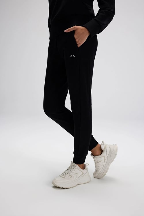 Pamuklu Regular Fit Normal Bel Ribanalı Paça Kadın Eşofman Altı EF568-BK SİYAH