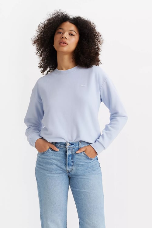 Pamuklu Regular Fit Şardonlu Bisiklet Yaka Kadın Sweat A5942-0020 MAVİ