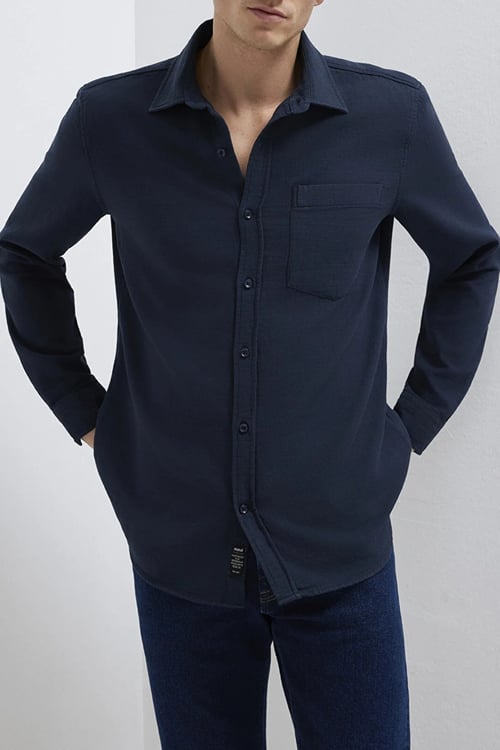 Pamuklu Regular Fit Uzun Kollu Erkek Gömlek 0211898-86623 KOYU LACIVERT