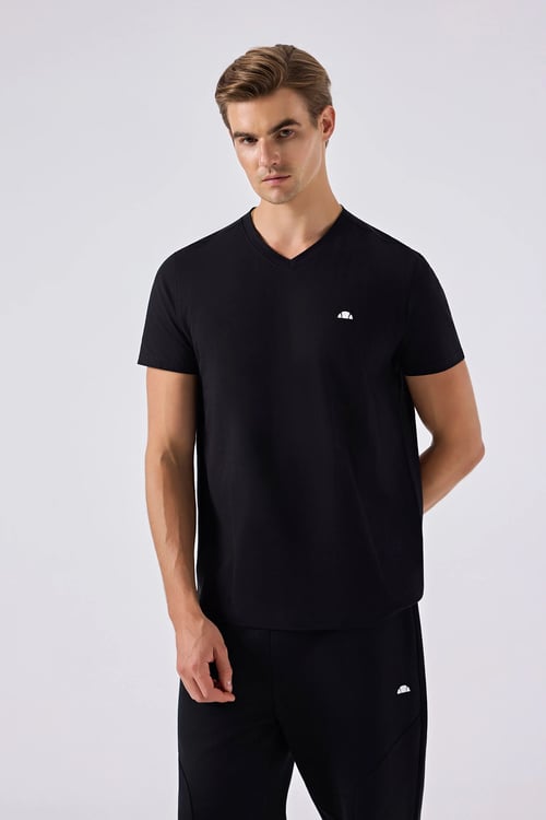 Pamuklu Regular Fit V Yaka Erkek T Shirt 6SM5049-BK SİYAH