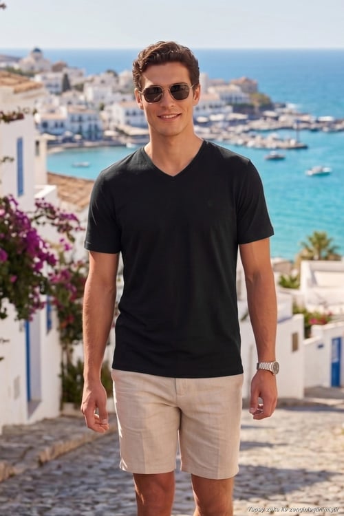 Pamuklu Regular Fit V Yaka Erkek T Shirt 5902719 SİYAH