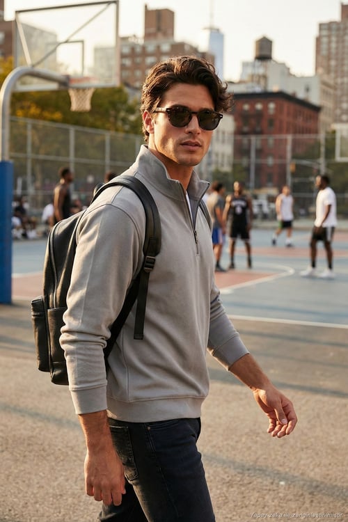 Pamuklu Regular Fit Yarım Fermuarlı Dik Yaka Erkek Sweat 5905470 GRİ