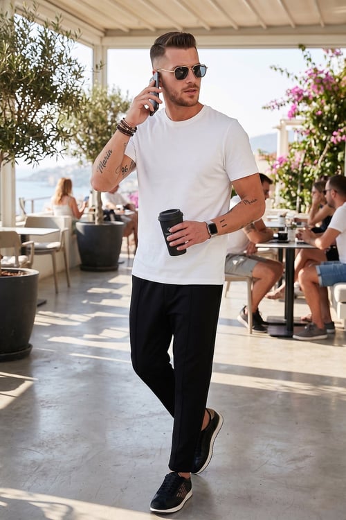 Pamuklu Regular Fit Yüksek Bel Düz Paça Çimalı Jogger Erkek Pantolon 5908058 SİYAH