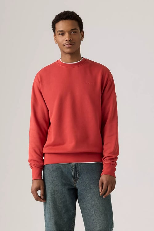 Pamuklu Relaxed Fit Bisiklet Yaka Logolu Erkek Sweat A9244-0033 KIRMIZI