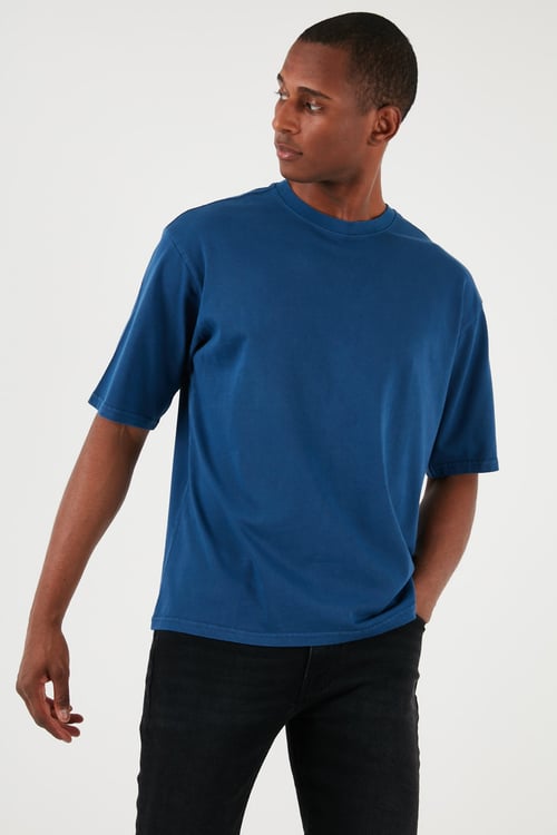 Pamuklu Relaxed Fit Erkek T Shirt A6770-0006 LACİVERT