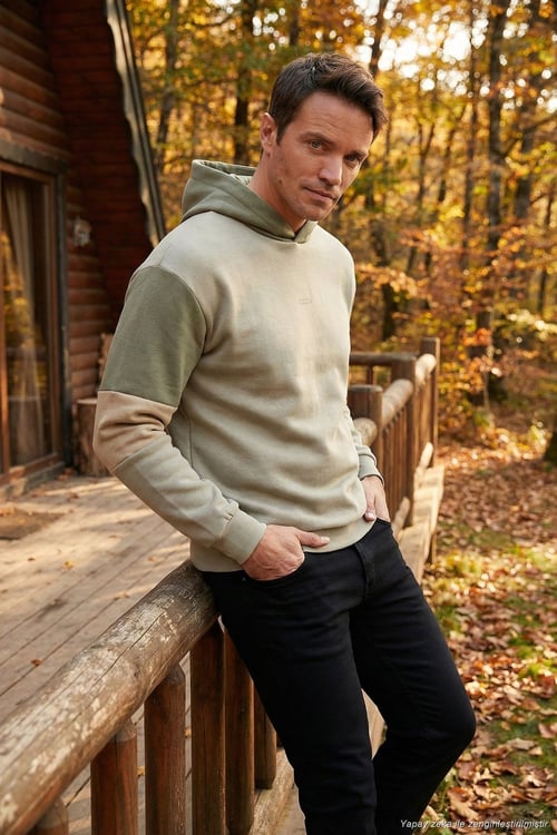 Pamuklu Relaxed Fit Kapüşonlu İçi Tüylü Yumuşak Şardonlu Erkek Sweat 5905299 TAŞ
