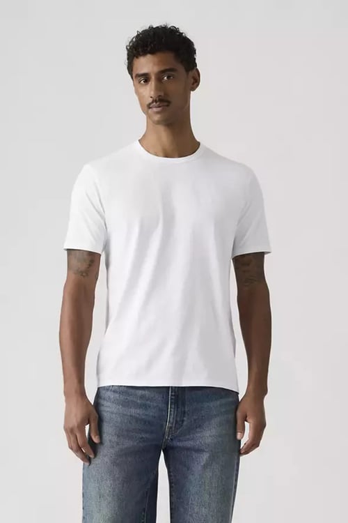 Pamuklu Relaxed Fit Logolu Bisiklet Yaka Erkek T Shirt 005GX-0000 BEYAZ
