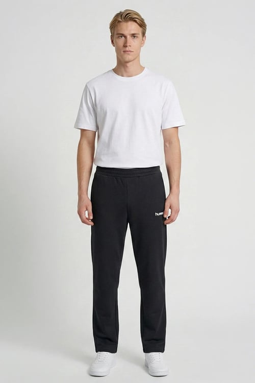 Pamuklu Relaxed Fit Logolu Normal Bel Erkek Eşofman Altı 932488-2001 SİYAH