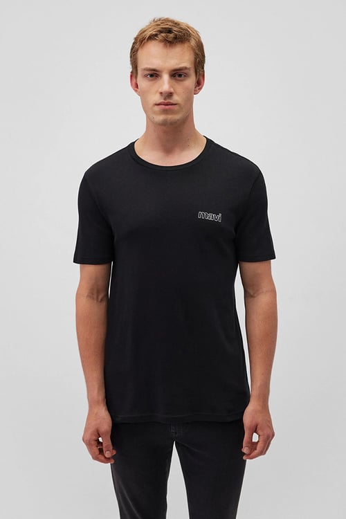 Pamuklu Slim Fit Bisiklet Yaka Erkek T Shirt 0610360-900 SİYAH