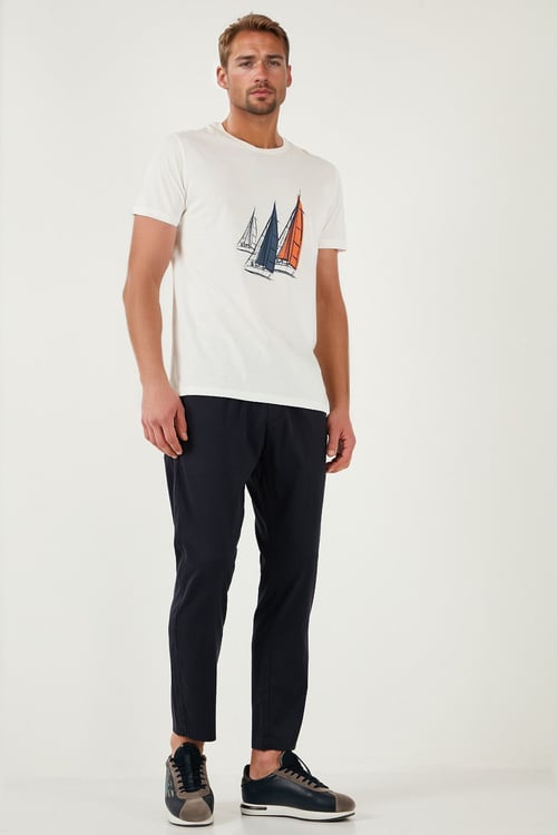 Pamuklu Slim Fit Lastikli Bel Boru Paça Erkek Pantolon 5545S87JMILANO KOYU LACİVERT