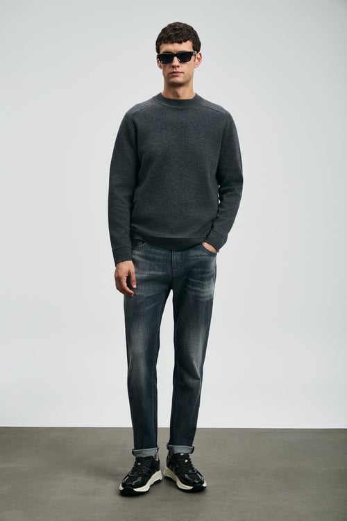 Pamuklu Slim Fit Normal Bel Dar Paça Jeans Erkek Kot Pantolon 112200265 GRİ