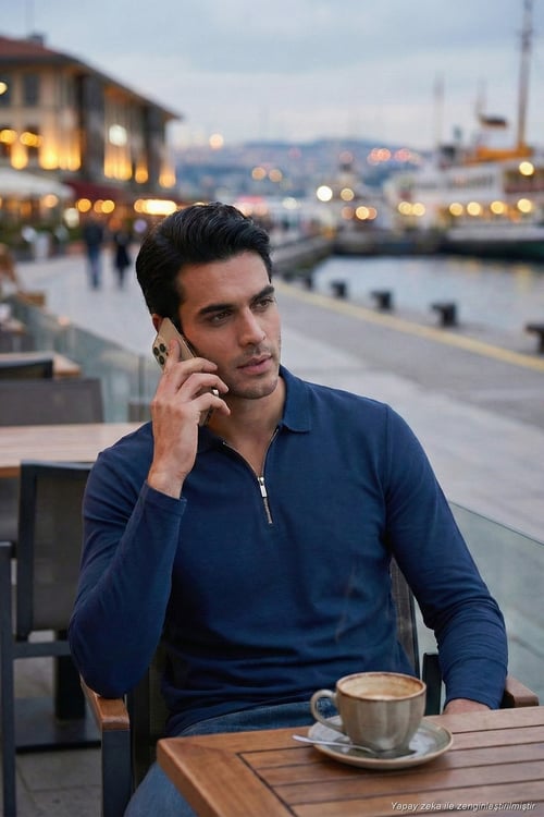 Pamuklu Slim Fit Yarım Fermuarlı Polo Yaka Erkek Sweat 5903010 İNDİGO