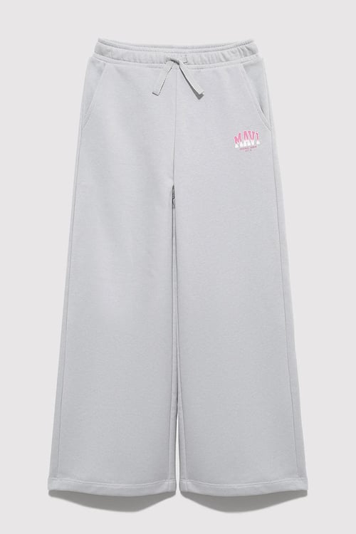 Pamuklu Wide Leg Normal Bel Geniş Paça Kız Çocuk Eşofman Altı 7010038-70075 AÇIK GRİ