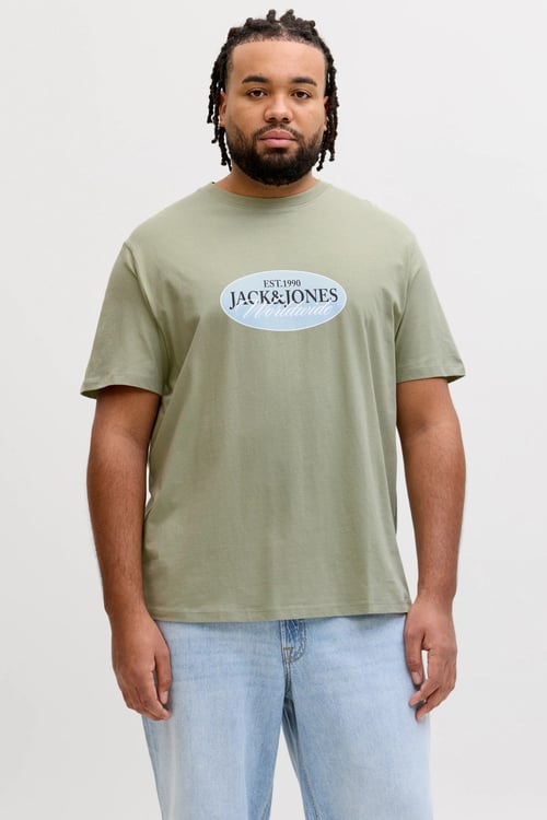 Plus Büyük Beden % 100 Pamuk Regular Fit Logolu Erkek T Shirt 12298346 AÇIK YEŞİL