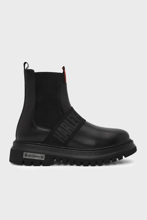 Polperro Logolu Hakiki Deri Erkek Bot 021M100557 CTN Black Deri