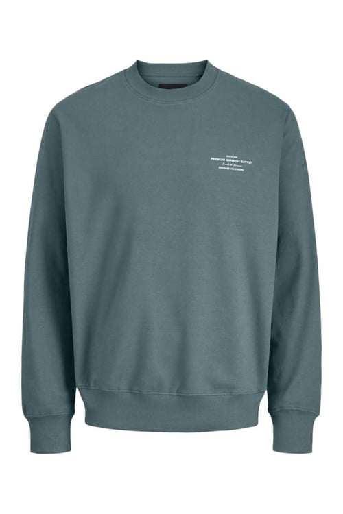 Premium Jprblachad Pamuklu Relaxed Fit Bisiklet Yaka Erkek Sweat 12261386 MAVİ