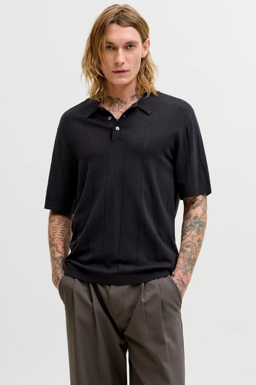 Premium Jprblawilliam Regular Fit Düğmeli Polo Yaka Erkek T Shirt 12291042 SİYAH