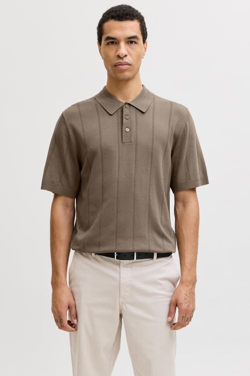 Premium Jprblawilliam Regular Fit Düğmeli Polo Yaka Erkek T Shirt 12291042 KAHVE
