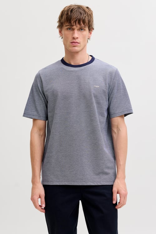 Premium Jprblualves Pamuklu Regular Fit Bisiklet Yaka Erkek T Shirt 12276801 LACİVERT