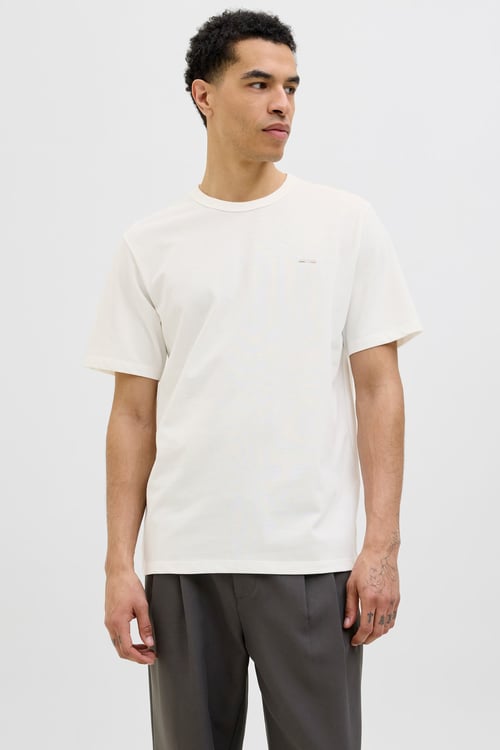 Premium Jprblualves Pamuklu Regular Fit Bisiklet Yaka Erkek T Shirt 12276801 KREM