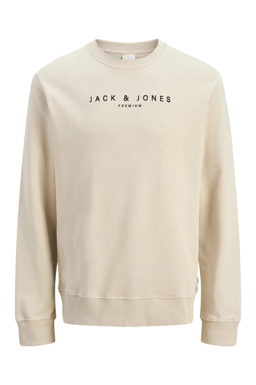 Premium Jprccjayson Pamuklu Regular Fit Bisiklet Yaka Erkek Sweat 12283436 BEJ
