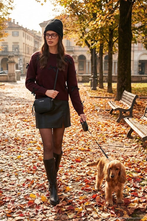 Premium Regular Fit Bisiklet Yaka Fiyonk Detaylı Triko Kadın Kazak 680KZ00155 BORDO