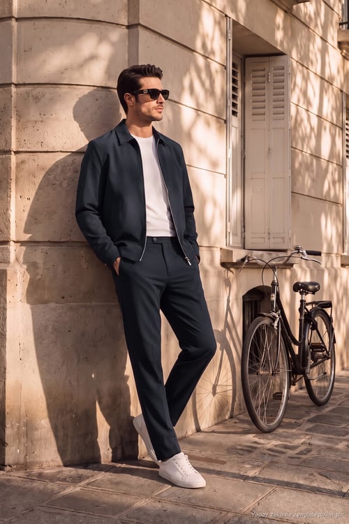 Regular Fit Belden Bağlamalı Düz Paça Erkek Pantolon CF26W6111111 LACİVERT
