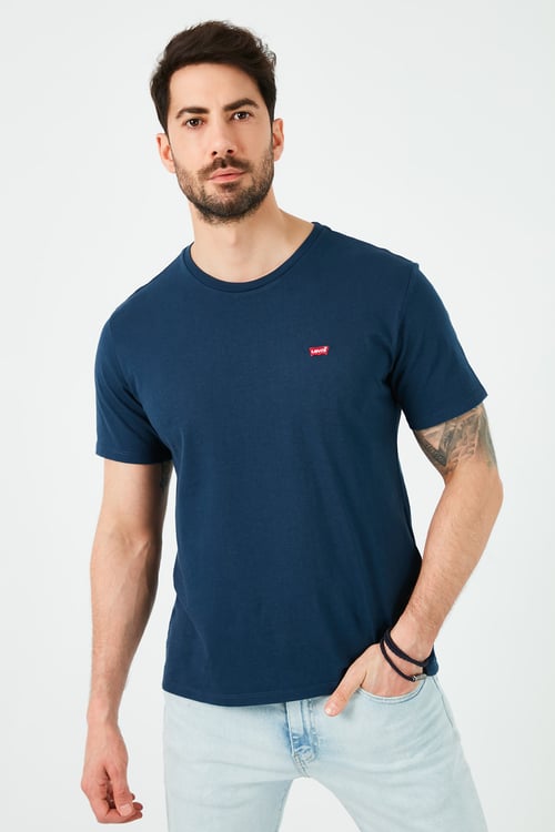 Regular Fit Bisiklet Yaka % 100 Pamuk Erkek T Shirt 56605-0077 LACİVERT