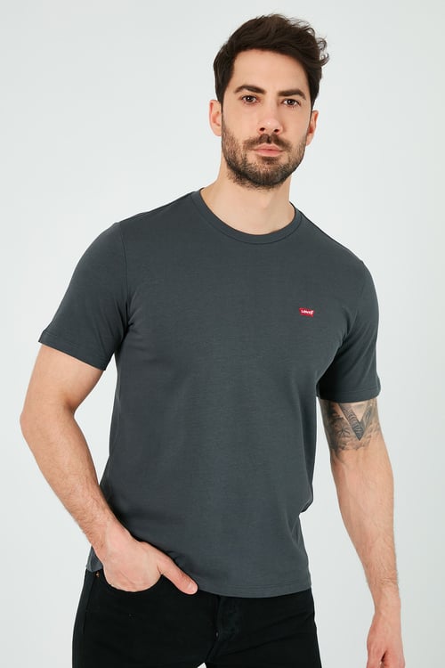Regular Fit Bisiklet Yaka % 100 Pamuk Erkek T Shirt 56605-0109 ANTRASİT