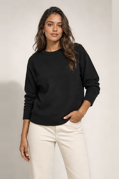 Regular Fit Bisiklet Yaka Kadın Kazak 26K0039K1 SİYAH