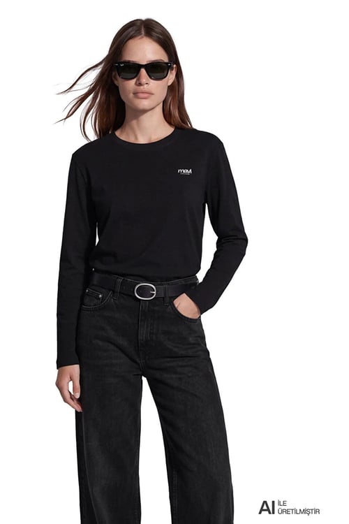 Regular Fit Bisiklet Yaka Kadın Sweat 1620079-900 SİYAH