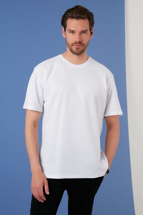 Regular Fit Bisiklet Yaka Pamuklu Erkek T Shirt 5902363 BEYAZ