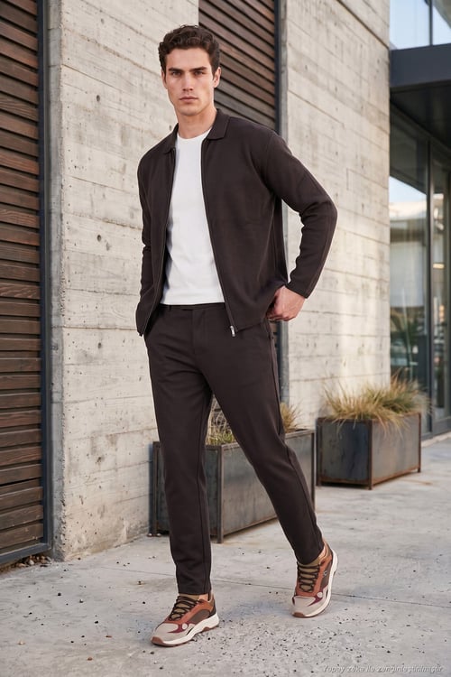 Regular Fit Düz Paça Bağlamalı Erkek Pantolon 6843700 KAHVE