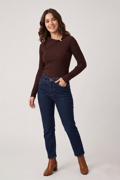 Regular Fit Geniş Yaka Fitilli Kadın Bluz 26K0254K1 BORDO