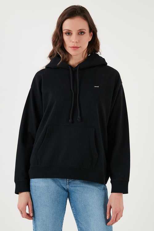 Regular Fit Kapüşonlu Kadın Sweat 001TZ-0000 SİYAH