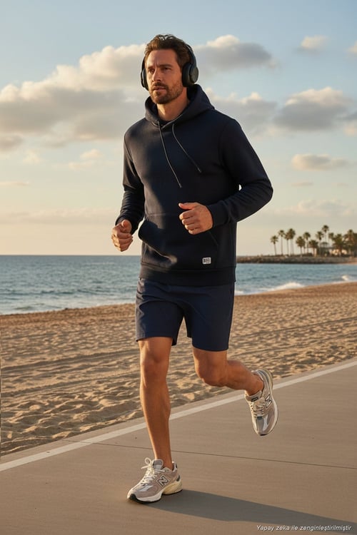 Regular Fit Kapüşonlu Kanguru Cepli İçi Tüylü Yumuşak Şardonlu Erkek Sweat 5905281 KOYU LACİVERT