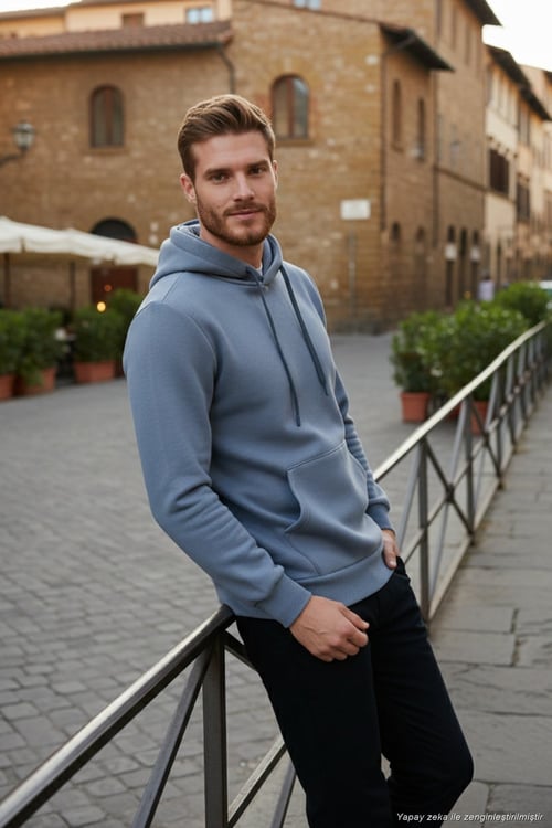 Regular Fit Kapüşonlu Kanguru Cepli İçi Tüylü Yumuşak Şardonlu Erkek Sweat 5905281 KOYU GRİ