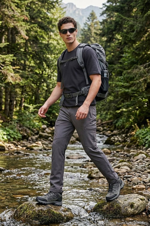 Regular Fit Normal Bel Düz Paça Trekking ve Kargo Erkek Pantolon 693158 FÜME
