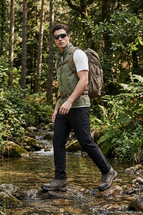 Regular Fit Normal Bel Düz Paça Trekking ve Kargo Erkek Pantolon 693158 SİYAH