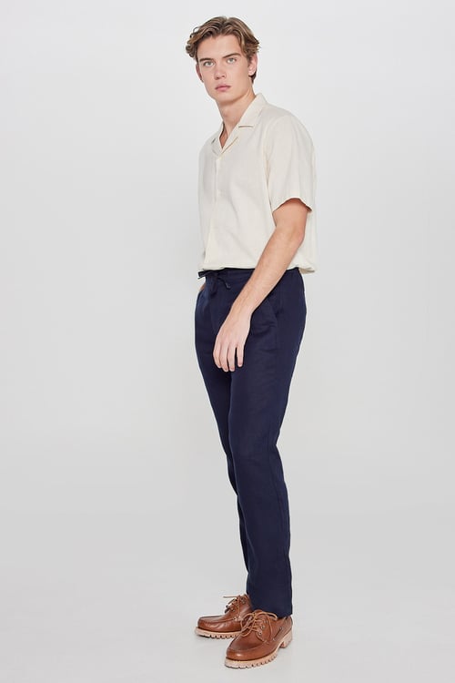 Regular Fit Normal Bel Keten Erkek Pantolon L2610018 410 LACİVERT