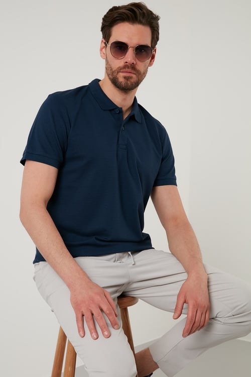 Regular Fit Pamuklu Düğmeli Erkek Polo Yaka T Shirt 5902326 İNDİGO