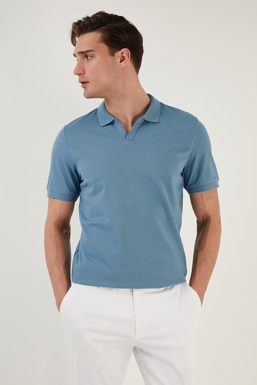Regular Fit Pamuklu Erkek Polo Yaka T Shirt 5902141 MAVİ